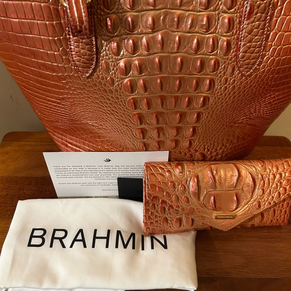 Brahmin Medium Bowie Bellini Melbourne with Veronica Wallet set